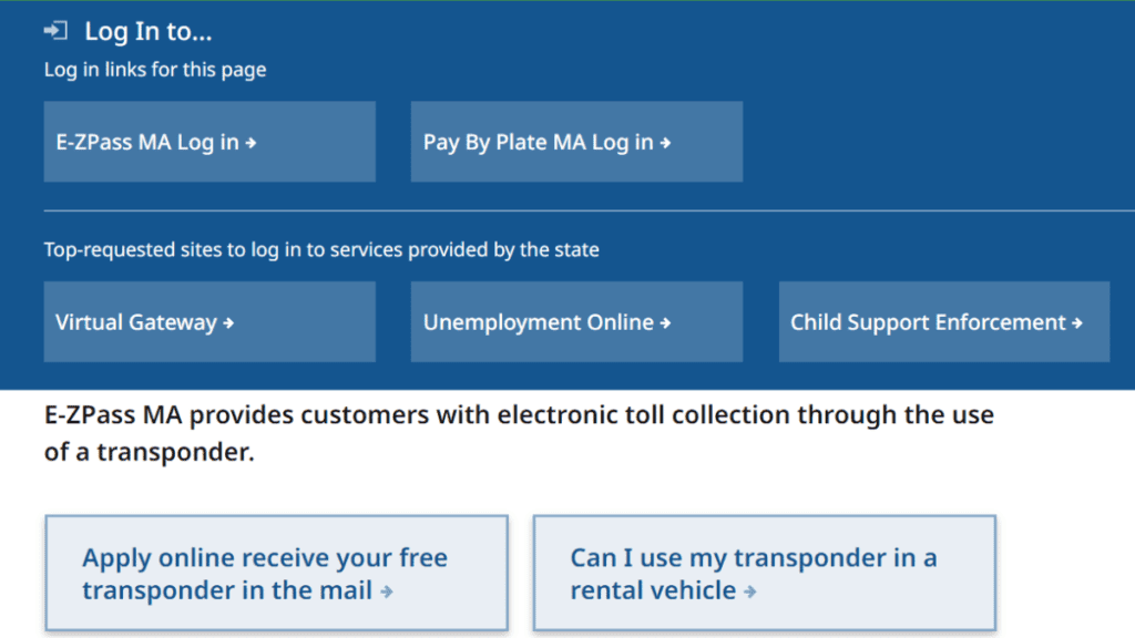 mass ez pass login